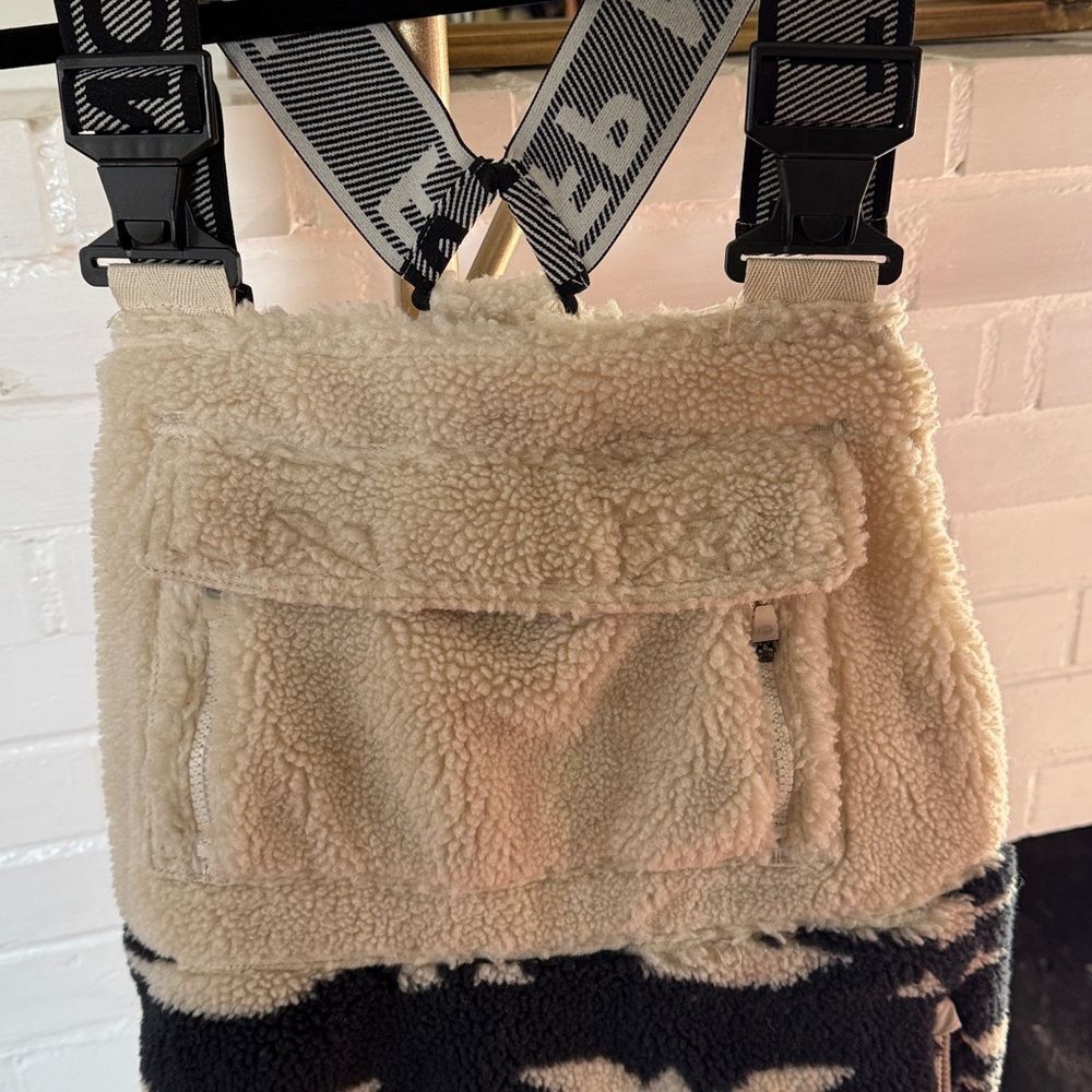 FREE PEOPLE Hit The Slopes Overalls Salopette Size Small Black Fair Isle Fleece - Picture 9 of 10